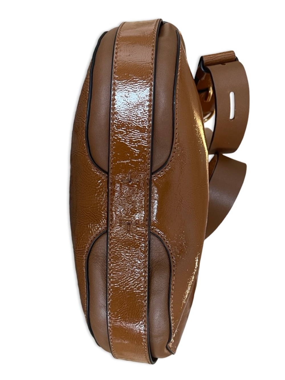Tory Burch Gemini Link Patent Leather Cross Body in Umber NEW - Picture 6 of 14